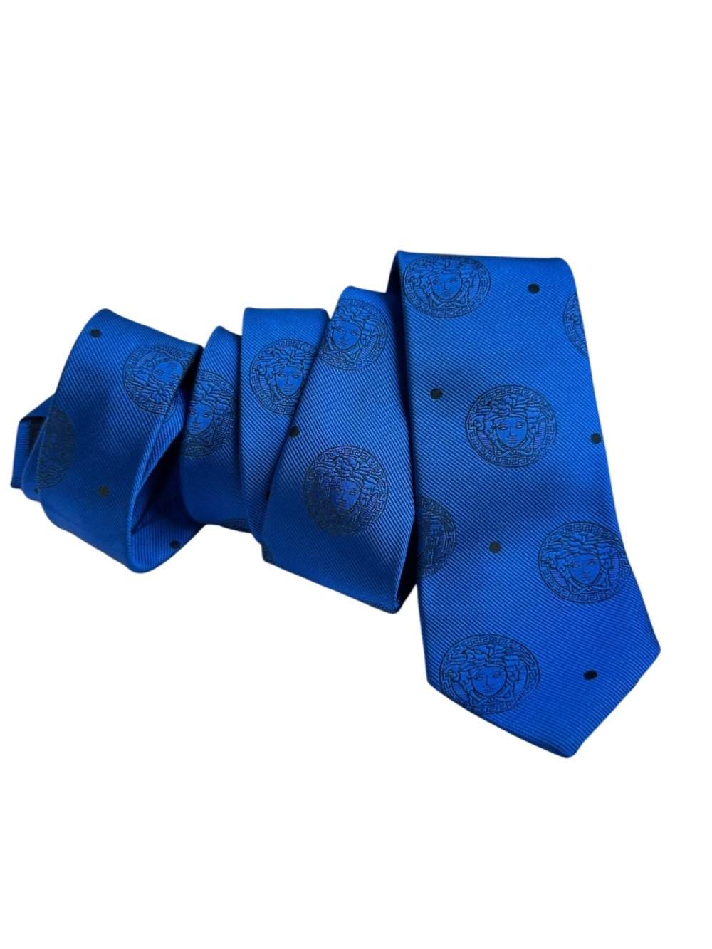 Genuine VERSACE Blue Tie Medusa Baroque Pattern Made In Italy